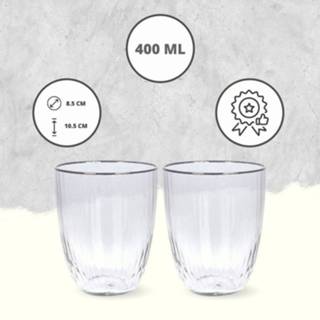 👉 Waterglas transparant glas One Size Color-Transparant Orange85 Waterglazen - Set van 2 Luxe 8720289426477