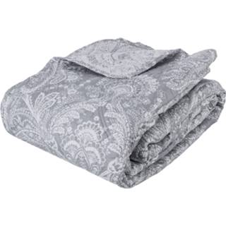 👉 Bedsprei grijs polyester scandinavisch met 2 Kussenslopen - Set Plaid Sprei voor over je Bed Geborduurd Bloemenprint Grote 220x240cm 8720359708649