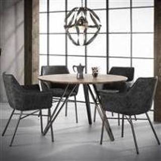 👉 Eetkamerstoel zwart kunstleer One Size Color-Zwart Industrieel Vane 8720239801750