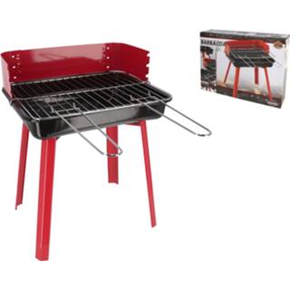 👉 Houtskool barbecue rood zwart metaal One Size Rechthoekige – BBQ Grill 35x28x44.5cm 8720359708267