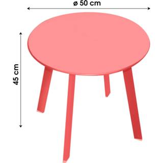 Terrastafel rood metaal One Size Color-Roze Ronde Tuintafel – Tafel voor in de tuin op Camping Balkontafel 50x45cm 8720359706430