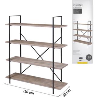 👉 Plank One Size bruin Industriële Wandstelling met 4 Planken - Industrieel Design – Uniek Interieur Kast Boekenkast Wandmeubel 140x120x32cm Model Country Side 8720359703675