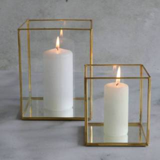 👉 Windlicht glas goud metaal&glas One Size Color-Goud Home Delight 13x13x17cm - Default Title 8719831091263