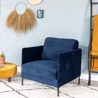 👉 Fauteuil stof Color-Blauw One Size blauw velvet Peppin 8720239803006