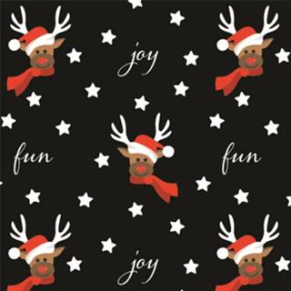 👉 Inpakpapier zwart papier 1x Rollen Kerst inpakpapier/cadeaupapier zwart/rendieren fun 2,5 x 0,7 cm - Luxe kwaliteit kerstpapier Kerstmis 8720576693704