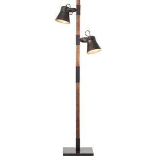 👉 Industriële vloerlamp hout metaal One Size Lowen 2-lichts hout/metaal 8720574922974