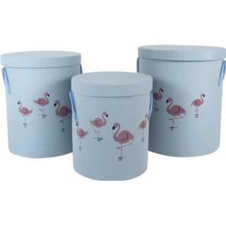 👉 Opbergmand blauw polyester One Size Color-Blauw Leuke Set van 3 Was- en Opbergmanden – 73L / 55L 34L - Flamingo Wasmand Design 8720359705433