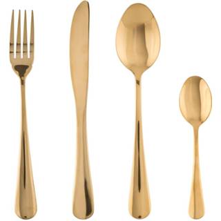👉 Bestekset 16-delig – Bestek – 16 stuks – Roestvrijstaal – RVS – Voor 4 Personen – Glimmend Goud