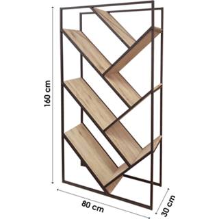 👉 Wandkast zwart metaal One Size bruin Bijzondere – Boekenkast Wijnkast Industrieel Stoer Bijzonder Design Naturel 80x30x160cm 8720359706065