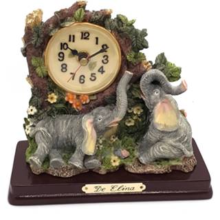 👉 Tafel klok polyresin One Size Color-Bruin Olifant decoratie tafelklok – 16 cm hoogte | GerichteKeuze 8719481848194