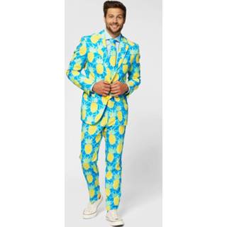 👉 Verkleedpak blauw geel polyester Color-Blauw mannen OppoSuits Shineapple heren blauw/geel mt 60 8719323585355
