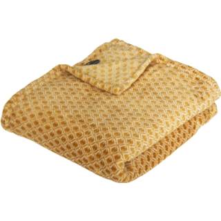 👉 Geel flanellen polyester fleece plaid Honey Oker - L 125 x 150 cm 6090455644663