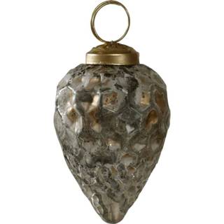 👉 Kerstbal glas goud One Size Nathen Dennenappel H10 x Ø10 cm. Rustiek 8720014481818