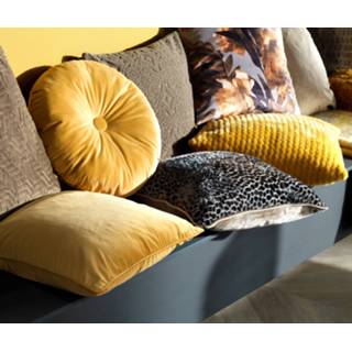 👉 Sierkussen polyester One Size Color-Geel Dutch Decor OLLY - rond velvet Golden Glow 40 cm 8714165634919