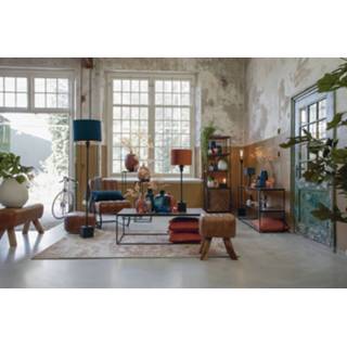 👉 Lampenkap blauw velours textiel One Size Color-Blauw Cilinder - Petrol Blue 35x35x30cm 8717807225001