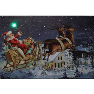 👉 Slee canvas One Size Color-Meerkleurig Peha muurdecoratie Kerstman met led 60 x 40 cm 8712953011430
