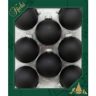 👉 Kerstbal zwart 8x stuks glazen kerstballen 7 cm ebony velvet mat kerstboomversiering - Kerstversiering/kerstdecoratie 8720576053225