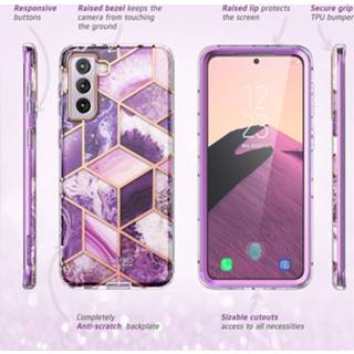 👉 Screenprotector paars Cosmo 360 hoesje met Samsung S21 FE - Ameth 843439113329