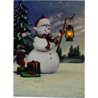 👉 Canvas One Size Color-Meerkleurig Peha muurdecoratie Sneeuwpop led 15 x 20 cm 8712953208571