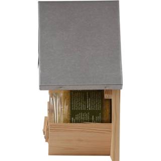 👉 Vogelhuisje hout One Size beige Vogelhuisje/pindakaashuisje voor 3 potten vogelpindakaas 24 cm - Vogelvoederhuisje Vogelvoer Vogel voederstation 8714982162640