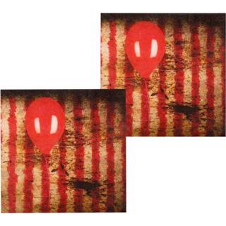👉 Halloween - Thema feest papieren servetten horror clown 12x stuks 33 cm - Halloween tafeldecoratie