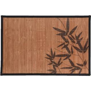 👉 Placemat bruin zwarte bamboe One Size 4x stuks rechthoekige placemats 30 x 45 cm met print 3 - Placemats/onderleggers Tafeldecoratie 8720576174661