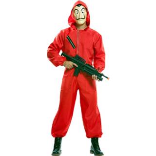 👉 Verkleedpak polyester Color-Rood rood Witbaard Casa de Papel Luxe mt M/L 8423667136820