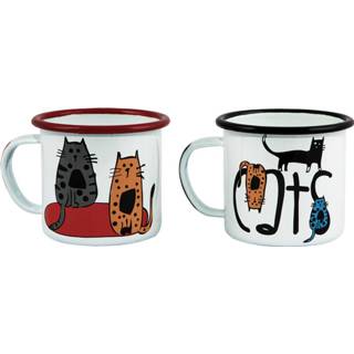 👉 Beker emaille Biggdesign Cats - Mok Set Koffiebeker Koffiemok 2 Stuks 350ml 8682226429494