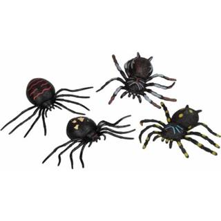 👉 Elastische One Size zwart Halloween - Horror nep decoratie spin Webly 13 cm spinnen versiering met lange poten 8718758842262