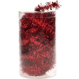 👉 Folie rood One Size 1x stuks tinsel slingers/guirlandes 20 meter kerstslingers extra lang - Kerstversiering Kerstboomversiering 8720576096116