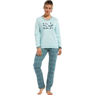 👉 Pyjama turkoois groene katoen groen 'pretty little flowers & birds' licht turquoise jade van biologisch met lange mouwen en afbeelding op de voorkant broek patroon' 8719833262364
