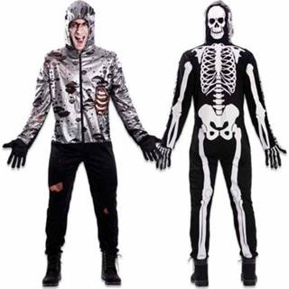 👉 Verkleedpak zwart wit polyester XL Color-Zilver Witbaard Double Fun zombie-skelet zwart/wit mt 8423667143019