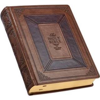 👉 Toffee leather engels KJV Study Bible, Standard Print Faux Hardcover - Thumb Index, King James Version Holy Toffee/Burgundy 9781642726596