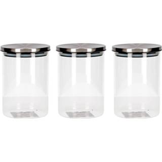 👉 Transparante glas One Size transparant 3x voorraadpotten/voorraadbussen 650 ml van - Koffie/pasta/suiker opbergpotten 8720276711111