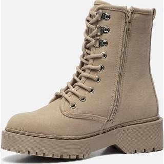 👉 Veterboots canvas vrouwen taupe Supercracks Gaya 8718708676688