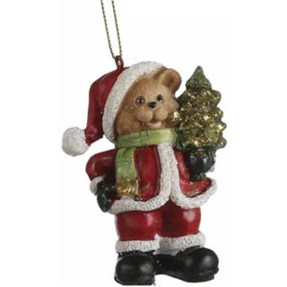 👉 Figuurtje One Size meerkleurig 3x Kersthangers figuurtjes/kerstornamenten kerstbeer beeldjes 8 cm - Kerstornamenten/kerstboomversiering 8720576496305