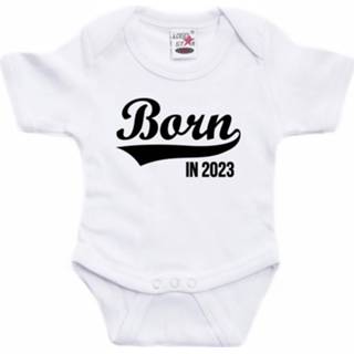 👉 Born in 2023 tekst baby rompertje wit babys - Kraamcadeau/ zwangerschapsaankondiging - 2023 geboren cadeau