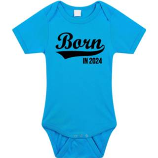 👉 Born in 2024 tekst baby rompertje blauw jongens - Kraamcadeau/ zwangerschapsaankondiging - 2024 geboren cadeau