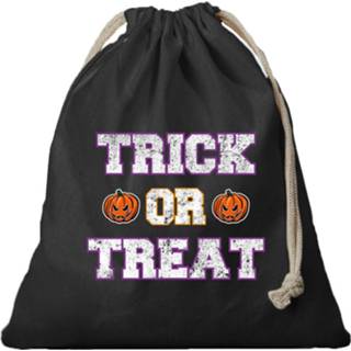 👉 Snoep zwart Halloween - 1x Katoenen Trick Or Treat Tasje Met Pompoenen 25 X 30 Cm Verkleedtassen 8720576665473