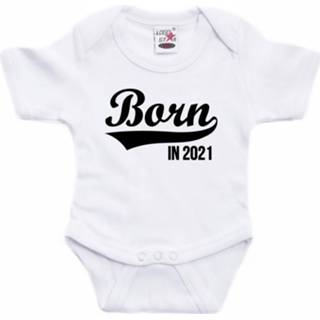 👉 Born in 2021 tekst baby rompertje wit babys - Kraamcadeau - 2021 geboren cadeau