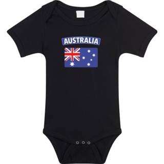 👉 Australia baby rompertje met vlag zwart jongens en meisjes - Kraamcadeau - Babykleding - Australie landen romper