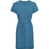 👉 Tuniek van linnenjersey met knopen bij de V-hals, arctic 48