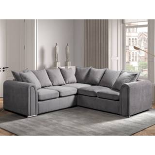 👉 Hoekbank grijs KOBI met 10 kussens 5400943223576