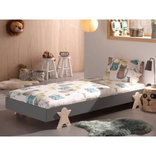 👉 Kinderbedje grijs kinderen Kinderbed MOTA 90x200 cm hoogglans met smiley poten 5400943223187