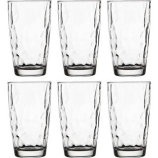 👉 Waterglas transparant glas 6x Stuks tumbler waterglazen/sapglazen Diamond Dof 470 ml