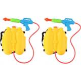 👉 Waterpistool geel kunststof kinderen 2x Waterpistolen spuit met rugzak watertank
