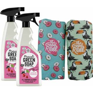 👉 Donkergroen active The Good Roll en Marcel's Green Soap Patchouli&Cranberry Schoonmaak Pakket 7434949568599