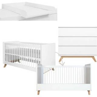 👉 Aankleed kussen MDF wit meisjes baby's Bopita Babykamer Lynn 2-delig met aankleedkussen 60 x 120 cm / naturel