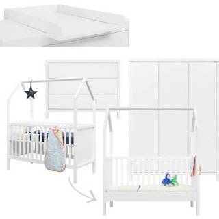 👉 Commode MDF jongens wit baby's Bopita Babykamer Corsica My First House 3-delig met ombouwbaar 70 x 140 cm