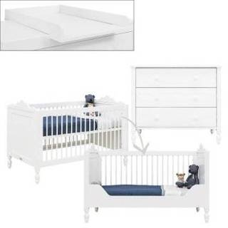 👉 Commode MDF meisjes wit baby's Bopita Babykamer Belle 2-delig met ombouwbare 70 x 140 cm